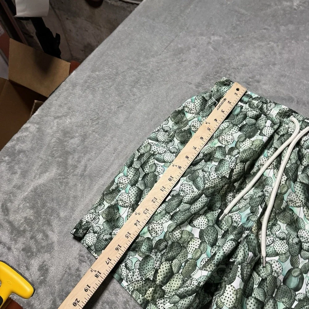 Brooks Brothers‎ Mens Green Cactus Print Lined Swim Trunks Size M Beach Vacation